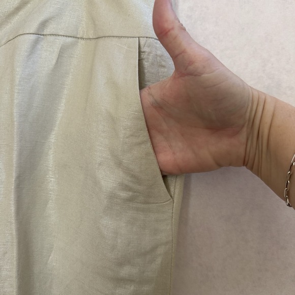 Sandro Sportswear Womens Wide Leg Pants Size 14 Shimmery Beige Linen Blend - Picture 4 of 13